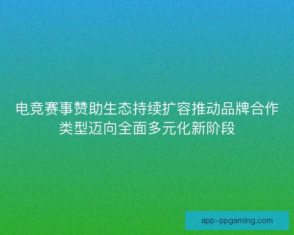 电竞赛事赞助生态持续扩容推动品牌合作类型迈向全面多元化新阶段